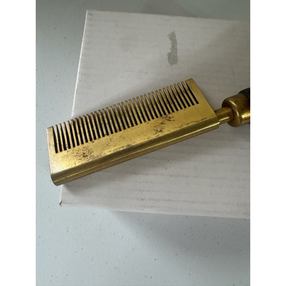 Vintage Annie Brass Hot Oil Hair Straightener Comb w/ Wood Handle - Picture 2 of 10